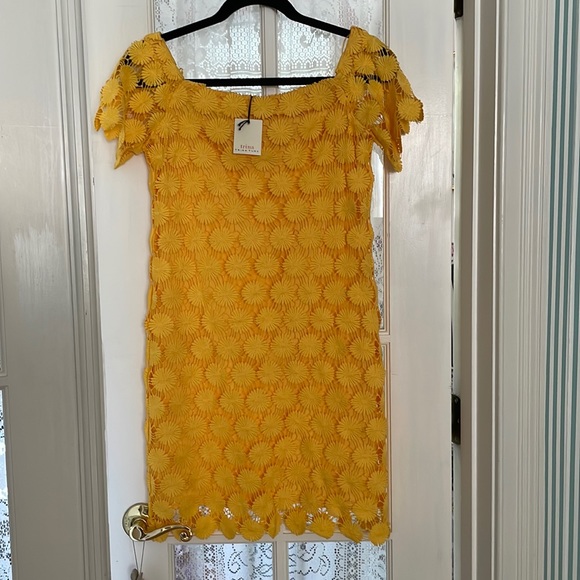 Trina Turk | Dresses | Trina Turk Bardot Daisy Crochet Yellow Dress Nwt |  Poshmark